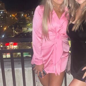 runaway the label tie front mini cocktail dress